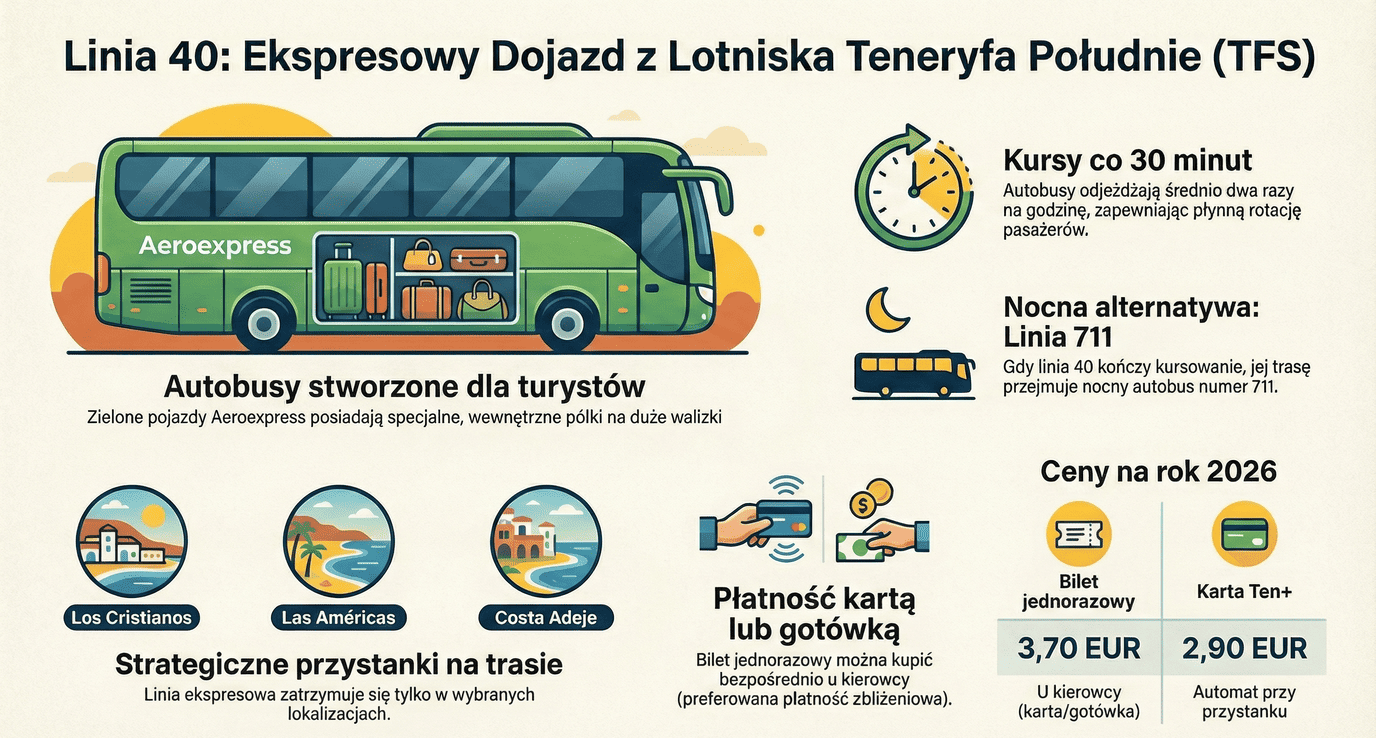 Linia 40 z lotniska TFS na Teneryfie